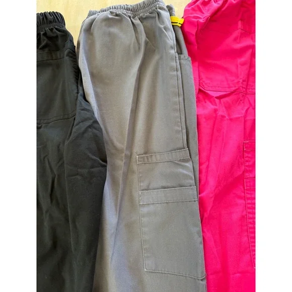 Spread Good Cheer Scrub Pants 3 Pack Bundle XS Black Grey Pink Cargo Drawstring - Picture 12 of 13